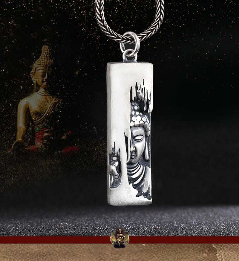 Tathagata Buddha Pendant Men Jewelry Blessing Amulet Necklaces Male Retro Lotus Half-faced Buddha Necklace For Women